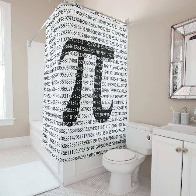 Original black number pi day mathematical symbol shower curtain (In Situ)