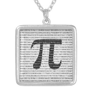 Original black number pi day mathematical symbol silver plated necklace