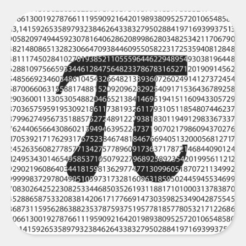 Original black number pi day mathematical symbol square sticker
