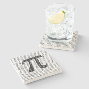 Original black number pi day mathematical symbol stone coaster