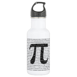 Original black number pi day mathematical symbol water bottle