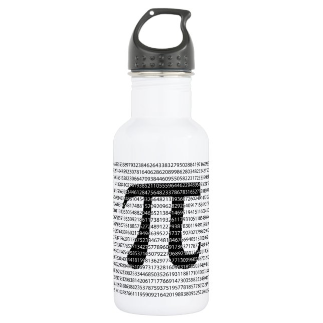 Original black number pi day mathematical symbol water bottle (Front)