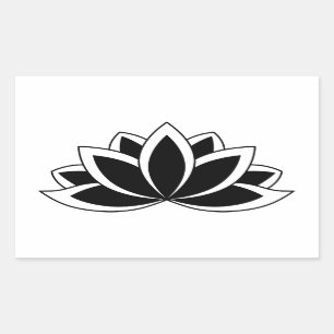 Original Black White Buddhist Symbol Lotus flower Rectangular Sticker