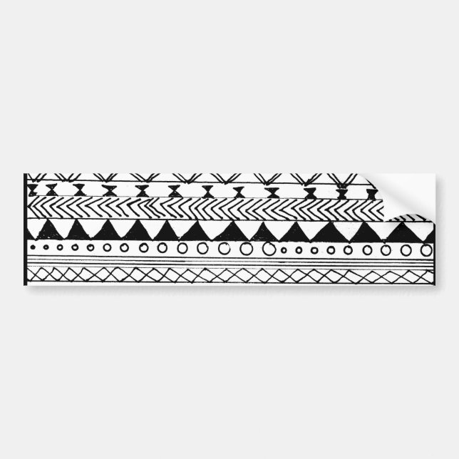 Original black white hand drawn aztec pattern bumper sticker (Front)