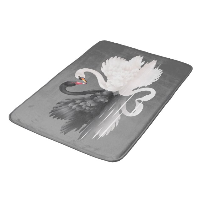 " Original Black & White Swan" Bath Mat (Angled)