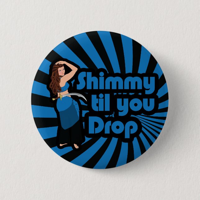 Original Blue and Black Belly Dancer Pinback Button (Front)