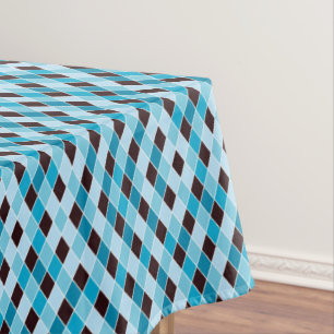 Original blue colorful lozenge seamless tweed tablecloth