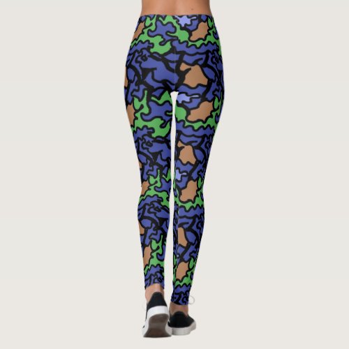 Original Blue Green Orange pattern Yoga Leggings