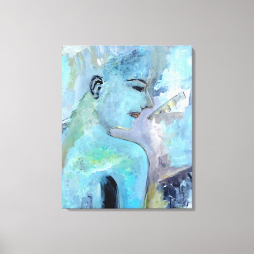 Original Blue Woman Painting _ Contemporary Art  Canvas Print