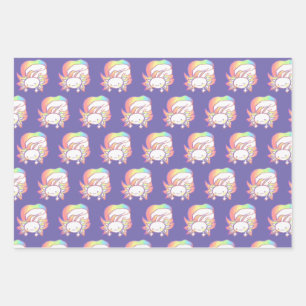 Original Bright Colorful Axolotl Art  Wrapping Paper Sheets