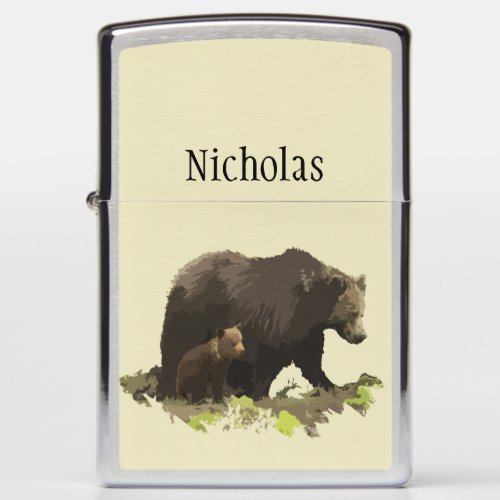 Original Brown Bear Animal Nature Art Zippo Lighter