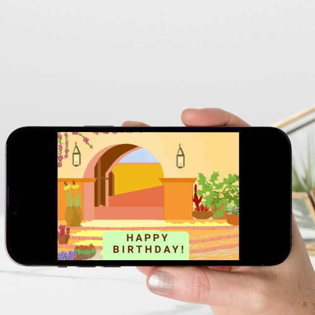 Original Caribbean Digital Art on Birthday Card (Front Digital)