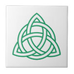 Original Celtic Triquetra Knot green icon Ceramic Tile