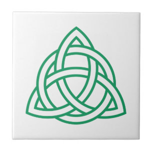 Original Celtic Triquetra Knot green icon Ceramic Tile