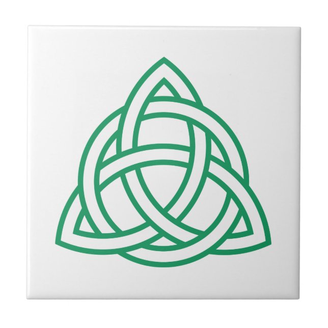 Original Celtic Triquetra Knot green icon Ceramic Tile (Front)