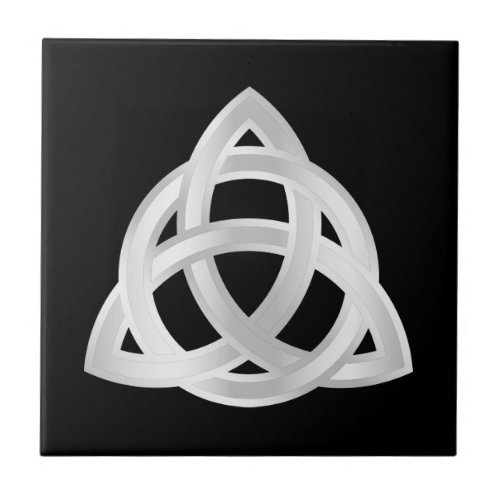 Original Celtic Triquetra Knot silver icon Tile
