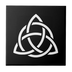 Original Celtic Triquetra Knot white icon Ceramic Tile