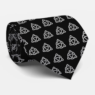 Original Celtic Triquetra Knot white icon pattern Neck Tie