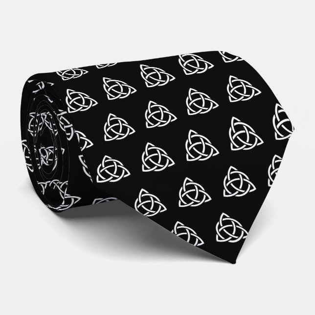 Original Celtic Triquetra Knot white icon pattern Neck Tie (Rolled)