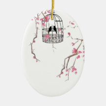 Original cherry blossom birdcage artwork
