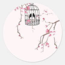 Original cherry blossom birdcage artwork