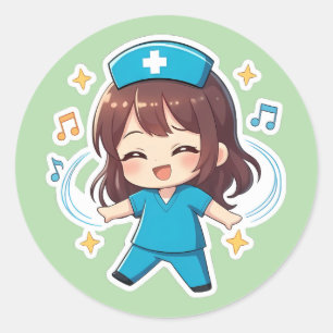 Original Chibi Nurse 2.0 - Pulse of Joy Classic Round Sticker