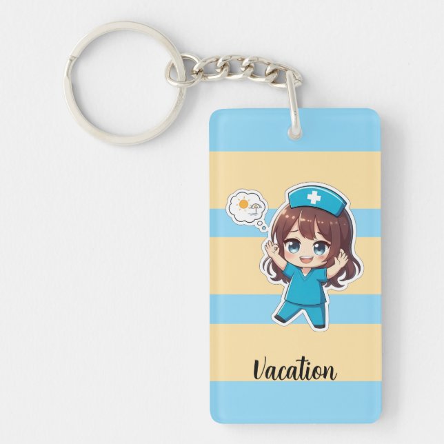 Original Chibi Nurse 3.0 - Vacation Time Keychain (Front)