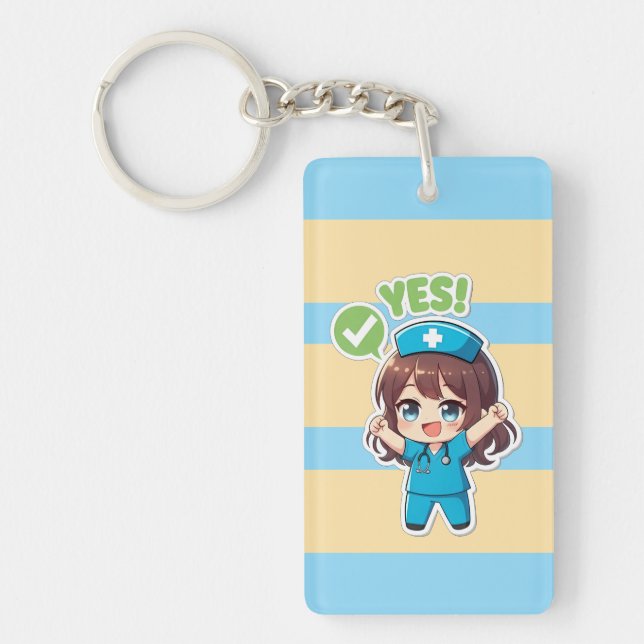 Original Chibi Nurse 3.0 - Yes Keychain (Front)