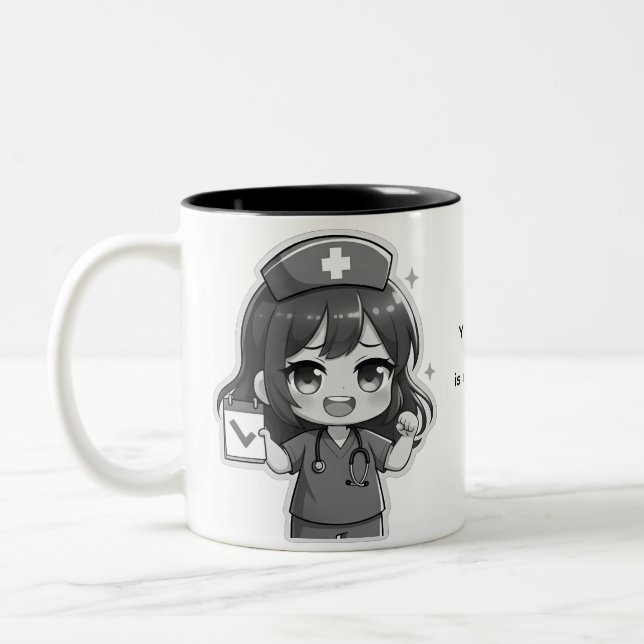 Original Chibi Nurse - Nursing Life Two-Tone Coffee Mug (Left)