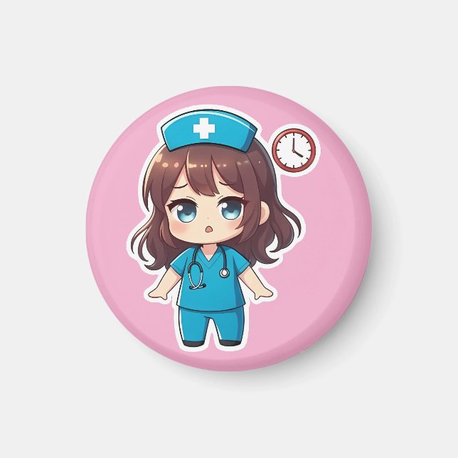 Original Chibi Nurse - Racing Against Time Magnet (Front)