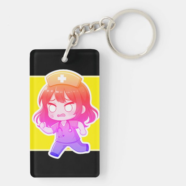 Original Chibi Nurse - The Hectic Shift Keychain (Back)