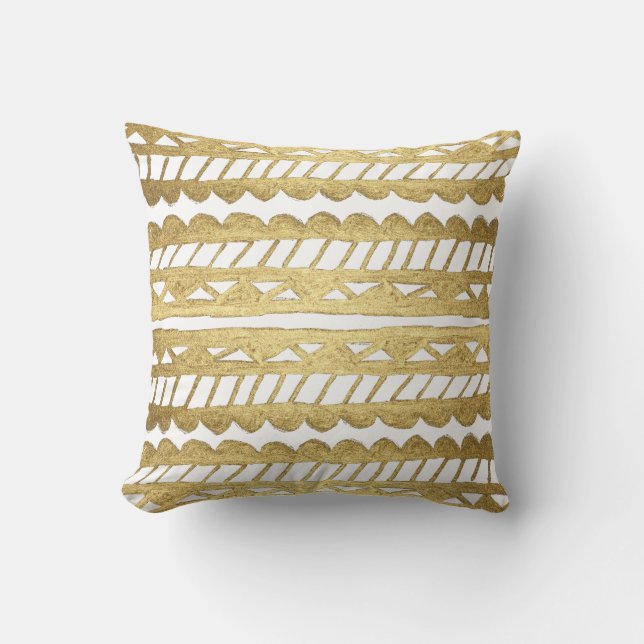 Original chic faux gold paint modern aztec throw pillow (Front)