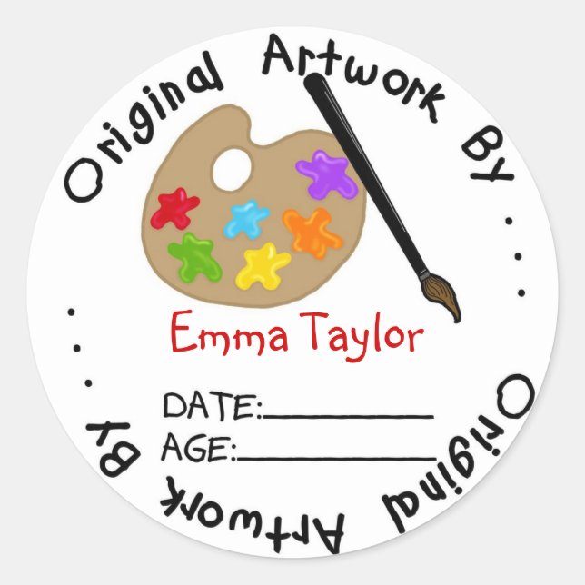Original Childrens Artwork Stickers  Paint (Front)