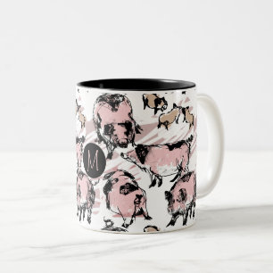 Original Chinese Pig Year Zodiac Birth Monogram M Two-Tone Coffee Mug