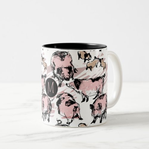 Original Chinese Pig Year Zodiac Birth Monogram M Two_Tone Coffee Mug