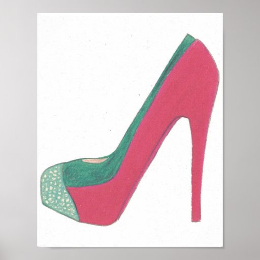 Original Christian Louboutin Shoe Illustration Poster | Zazzle