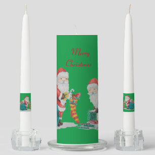 original christmas picture of cute santa unity candle set