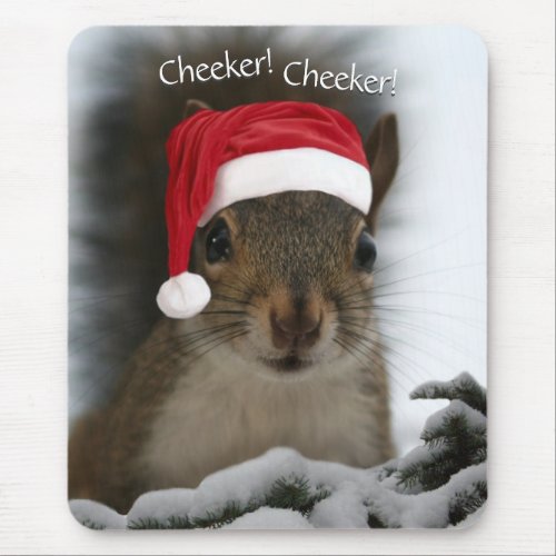 Original Christmas Santa Squirrel Wearing Hat Mouse Pad