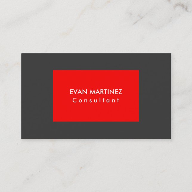 Original Clean Grey Red Horizontal Business Card (Front)