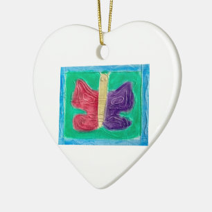 Original Colorful Butterfly, Young Artist Ceramic Ornament