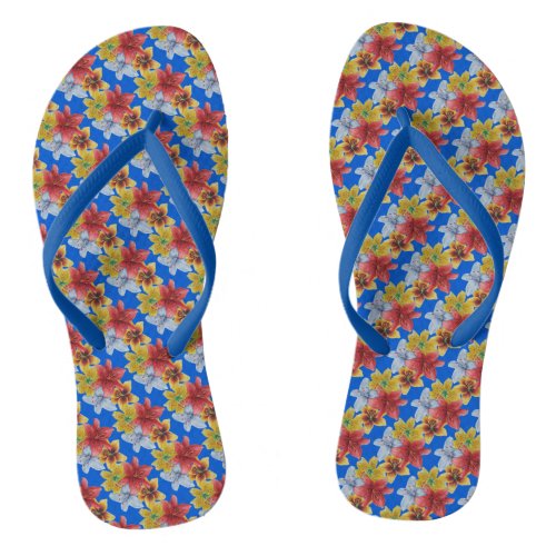 original colorful lily flower pattern floral flip flops