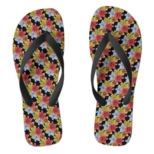 original colorful lily flower pattern floral flip flops