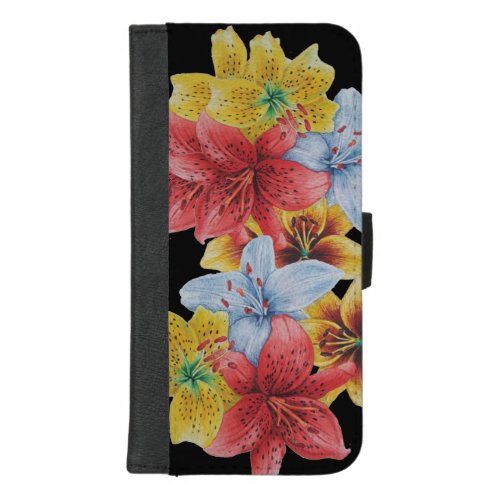 original colorful lily flower pattern floral  iPhone 87 plus wallet case