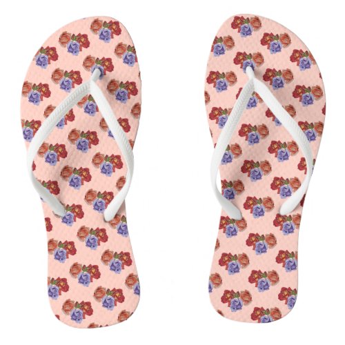 original colorful rose flower pattern floral flip flops