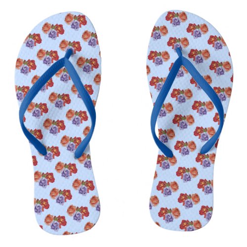 original colorful rose flowers pattern floral flip flops