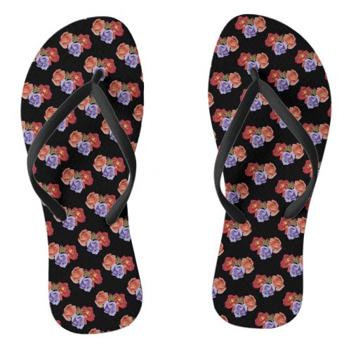 original colorful rose flowers pattern floral flip flops