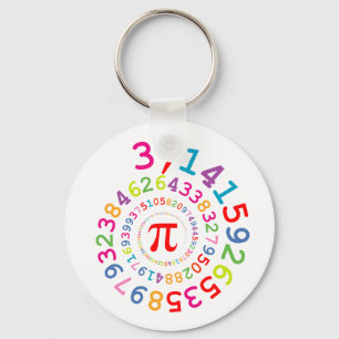 Original colors spiral of digits Pi number 3,14... Keychain