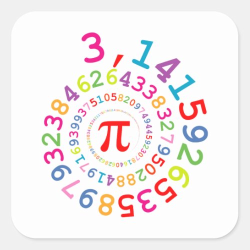 Original colors spiral of digits Pi number 314 Square Sticker