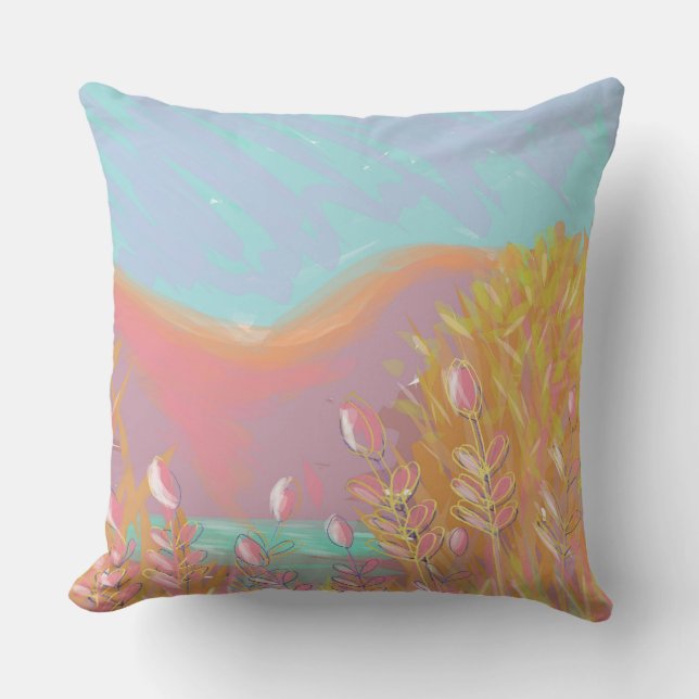 Original Contemporary “The Lake” Artwork  Throw Pillow (Front)