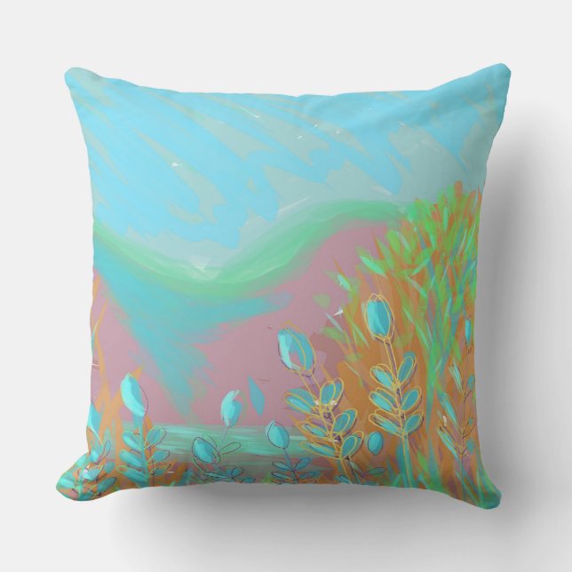 Original Contemporary “The Lake” Artwork  Throw Pillow (Front)